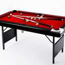 Billiard Tables, Portable Pool Table for Families with Easy Folding for Storage, Includes Balls, Cues, Brush Red 6FT