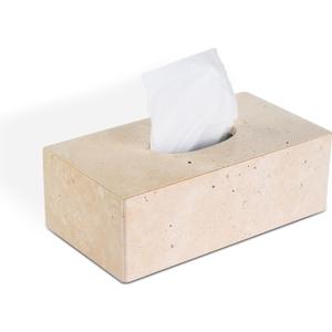 HAMAKAWA Natural Marble Tissue Box Cover, Beige Tissue Organizer L 10 x W 5.5 x H 3.5 Inch, Heavy Stone Decorative Box, Square Tissue Box Holder for Home Decor, Kitchen, Bathroom