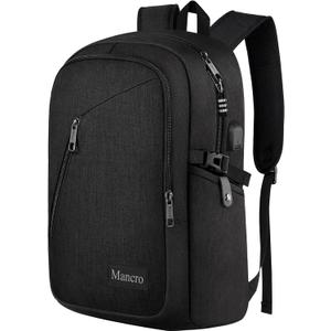 Mancro Laptop Backpack for Travel 17.3 in Anti-Theft Business Backpack Large Travel Computer Bag Daypack Work College Bookbag for Men Women, Black