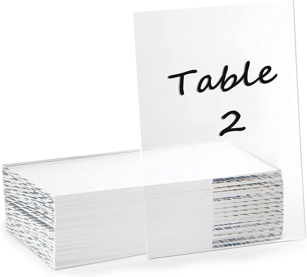 Bright Creations Clear Acrylic Place Cards for Weddings, Table Seating (5x7 In, 20 Pack)