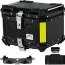 Motorcycle Top Case, 45L Aluminum Motorcycle Trunk, Tail Box Bag with Anti-Theft Lock System, Waterproof, Rustproof and Dustproof, Easy Installation with Universal Bracket, Black