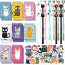 148 Pcs Cat Animal Party Favors Bulk Cat Mini Spiral Notepads Cat Pens Stickers Set for PET Birthday Party Classroom School Reward Gift Prizes Goodie Bags Stuffers