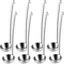 8pcs Stainless Steel Ladle 8 Oz Soup Ladle 14" long Spoon Heavy-Duty Metal Spoon Sets big spoons for cooking Serving Soups, Gravy, Portioning, Stirring