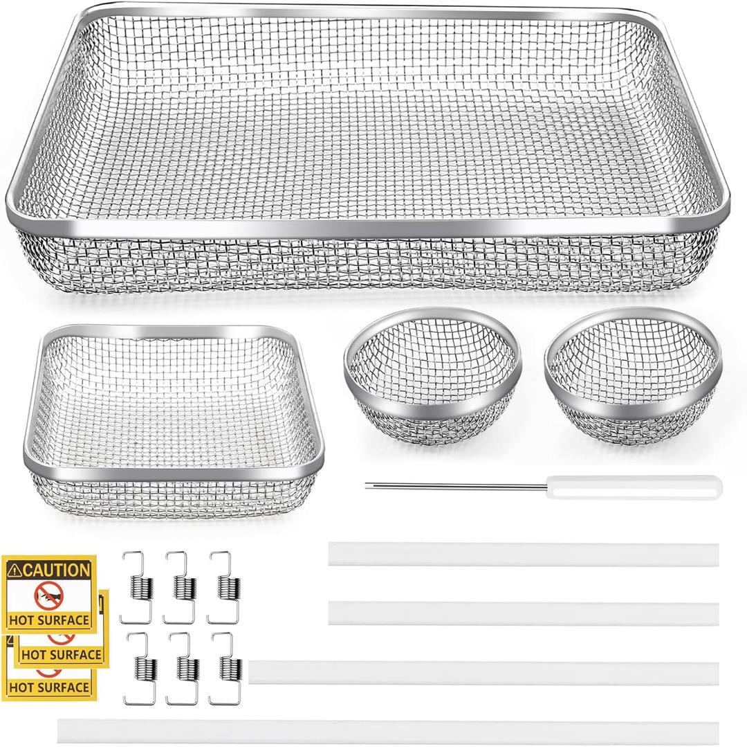 RV Furnace Vent Screen - Heavy-Duty Stainless Steel RV Heater Vent Cover with Installation Tool - Flying Mesh Cover for Camper, 4 Pack (4 Pack (2 Circular+1 Square+1 Rectangular))