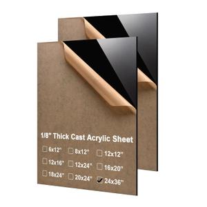 KINLINK 24x36 Plexiglass Sheets 1/8 inch Thick - 3mm Black Cast Acrylic Sheet, Plastic Board Polycarbonate Sheet for DIY Project, Craft, Table Top, Acrylic Sign and Wedding Invitation 2 Pack