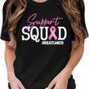 in October We Wear Pink Shirt Breast Cancer Shirts Cancer Support Squad Short Sleeve Pink Ribbon Tee Tops (XX-Large, Black)