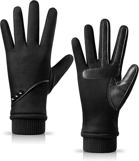 HOLDINA Winter Gloves Women with Touchscreen Fingers, WaterResistant Gloves,Warm Fleece Lined Gloves for Driving Cycling Large
