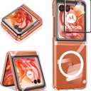 for Motorola Razr 2024/2025 Case Clear,Magnetic Razr 2024/2025 Case with Front Screen Protector [Compatible with MagSafe],Slim Hard PC Shockproof Protective Cover for Moto Razr 2024/2025 Phone Cases