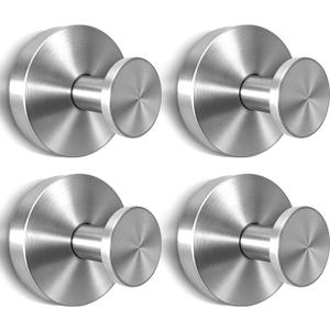 2026 Upgraded Drill-Free Suction Cup Hooks, Stainless Steel Suction Cup Hooks for Shower, Bathroom, Glass, Window,Hanging Towels - 4 Pack