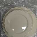 U-QE 60PCS Ivory Plastic Plates - Beaded Ivory Plates Disposable Heavy Duty - Perfect for Party, Baby Shower, Wedding, Birthday - Include 30PCS 10inch Dinner Plate & 30PCS 7inch Dessert Plate