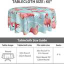 Flamingo Palm Leaf Round Tablecloth Waterproof Fabric Table Cover Washable 60 Table Cloth for Kitchen Dining Room Party Picnic