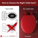Angol Shiold Slow Close Wood Toilet Seat（Red, Elongated 18.5''）