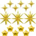 Gold Star Balloons, 22in Large Star Balloons Foil 10in 4-Pointed & Gold Pentagram Balloon for Graduation New Year Retirement Wedding Anniversary Birthday Party Decorations