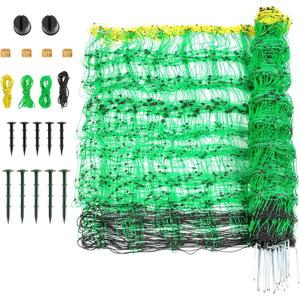 Electric Poultry Netting, 49.6" H x 164' L, Electric Chicken Fence with 14 Posts Double Spiked, Utility Portable Mesh for Chickens Sheep Hogs Goats Deer Dogs Lambs Used in Backyards Farms Ranches