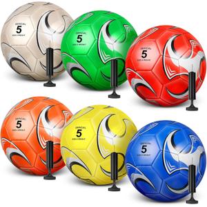 6 Pcs Operation Christmas Soccer Ball Bulk with Pump Needles, Size 5 Deflated Soccer Ball Gift for Youth Adult Game Training Practice Christian Charity Donation Supplies (Stylish)