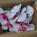 19" H Phalaenopsis Faux Orchid Plant Silk Orchid Centerpiece Artificial Floral Arrangement in Ceramic Pot (White and Pink)
