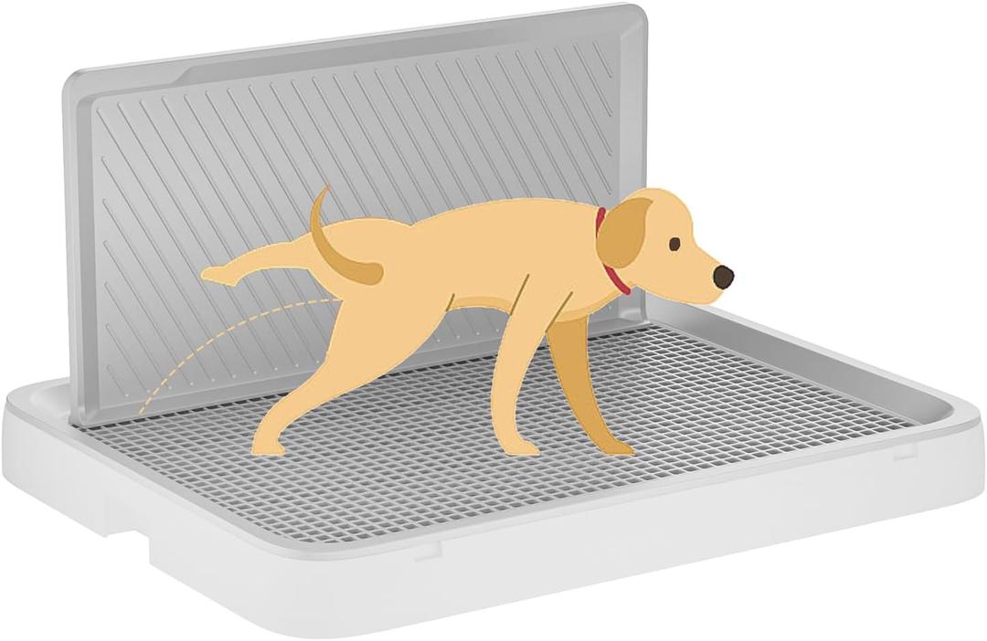 Dog Pee Pad Holder with High Wall,25.59"X19.69" inch Indoor Dog Potty Tray for Small/Medium Dogs,Pet Toilet White