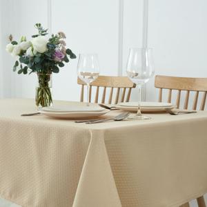 maxmill Weaved Texture Rectangle Tablecloth Water Resistant Wrinkle Free Spill-Proof, Soft Table Cloth for Dining Room Decoration, Banquet Parties Event Holiday Dinner, 60 x 84 Inch Natural