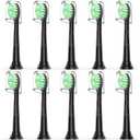Designed for Sonicare Replacement Heads, Electric Toothbrush Replacement Brush Heads Compatible with Philips Sonicare, 10 Pack, Black