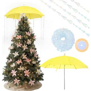 Novabright April Spring Tree Topper Decorations April Showers Bring May Flowers Decorations Yellow Umbrella with Garland and Ribbon for Home Classroom Office Easter Party Decor DIY Crafts