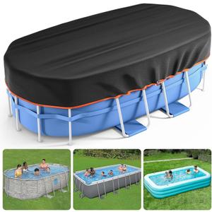 16x25 Ft Rectangular Pool Cover - Solar Oval Pool Covers for Rectangular Frame Pools with Winch and Cable, Heavy Duty Tear Resistant Pool Cover, Winter Pool Cover Ideal for Waterproof and Dustproof