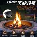 Outdoor Smokeless Fire Pit Ring Insert, Heavy Duty 30 Inch Inner|36 Inch Outer Diameter, Metal Round Fire Ring for Outside Wood Burning, Black