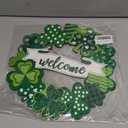 Wooden St. Patrick's Day Decoration Shamrock Door Wreath for Front Door Sign Wall Signs Shamrock Clover Spring Decoration, Irish Sign Welcome Hanging for Home Decor Party Outdoor Indoor Supply
