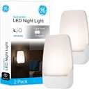 GE LED Night Light, Plug-in, Dusk to Dawn Sensor, Warm White, Ambient Lighting, Ideal Kids Adults Nightlight for Bedroom, Bathroom, Nursery, Hallway, Kitchen, 30966, 2 Pack
