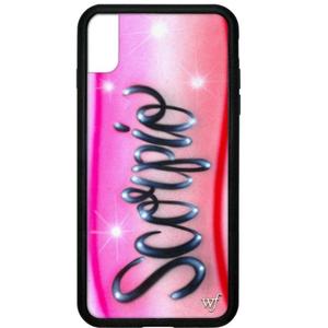 Wildflower Cases  Zodiac Airbrush Scorpio Case, Compatible with Apple iPhone X/Xs | Pink, Red, Zodiac, Trendy  Protective Black Bumper, 4ft Drop Test Certified, Women Owned Small Business