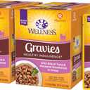 Wellness Healthy Indulgence Gravies Adult Wet Cat Food, Natural, Protein Rich, Grain Free, Tuna and Mackerel Recipe, 3 oz, Pack of 24 Pouches (EXP 05/19/29)