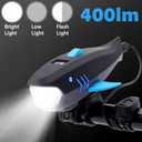 Bike Horn with Light, 120dB Electric Bicycle Bell & 400LM Rechargeable Headlight, IPX4 Waterproof Kids Bike Accessories for Boys/Girls, Scooters