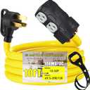 220 to 110 Adapter Compatible with NEMA 10-50P to 4X 5-20R/15R with 20 Amp Circuit Breaker, 220/250V Electrical Stove/Range/Oven Male Plug Gas 110/125V Power Convert Adapter (10 ft)