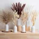 White Ceramic Bud Vase Set of 6 with 100PCS Dried Pampas Grass Flowers, Boho Aesthetic Small Vases in Bulk for Wedding Centerpieces Living Room Decorations Dinner Party Decor