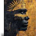 King Wall Decor African American Art Abstract Posters for Men Boy Living Room Bedroom Home Decor Retro Canvas Painting Picture Prints Framed (18"L x 24"W)