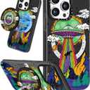 for iPhone 13 Pro Max Case for Women Girls - Cute Design Compatible with Magsafe Magnetic Ring Holder Stand UFO Alien Aesthetic Pattern TPU Phone Covers for iPhone 13 Pro Max Phone Case