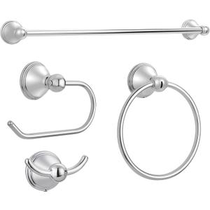 FILTA Bathroom Hardware Set, Polished Chrome Towel Rack Set Towel Bar Set for Bathroom, 4 Pieces Bathroom Towel Holder Set, Bath Hardware Set with 18 or 24 Inch Towel Bar