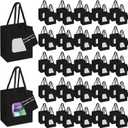 Fuutreo 50 Pcs Black Kraft Paper Gift Bags with Window 4 x 2.75 x 4.5 In, Handles & Tags for Wedding, Valentine's, Mother's Day Gift Wrap