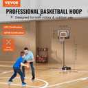 VEVOR Basketball Hoop, 28 32 44 48 54 Inchs PC Backboard, Height Adjustable, Basketball Portable Hoop & Goal, Regulation Basketball Hoop Outdoor, Teens, Adults, Basketball Court, Schools, Parks