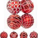 8 PCS Christmas Ball Ornaments, Christmas Tree Decorations, Large Shatterproof Luxury Xmas Ornaments for Christmas Tree, Home Decor, Wedding, Party (Red)