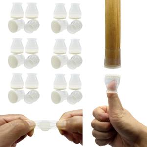 Small Fit 15/16to 1 7/32Chair Leg Caps Floor Protectors Furniture Leg Feet Protective Cover, Chair Leg Protectors for Hardwood Floors, Silicone Furniture Pads with Felt, Slide No Scratches No Noise (24pack-semi-transparent)