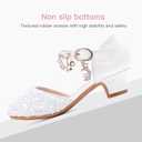 Furdeour Girls Dress Shoes Princess Crystal High Heels Closed Toe Party Wedding Flower Girls Shoes Toddler Little Big Kid (Whitesequins)
