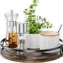 LAMU 10'' Lazy Susan Turntable Organizer for Cabinet, Round Wood Lazy Susan for Table Top, Countertop, Kitchen, Pantry, Spice, Bathroom Vanity, Decor