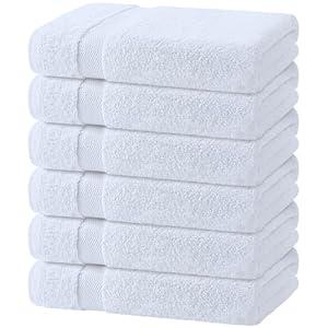 Wealuxe White Bath Towels 24x50 Inch, 6 Pack  Extra Absorbent Cotton Towel Set for Bathroom