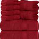 Utopia Towels 8 Piece Premium Towel Set, 2 Bath, 2 Hand, and 4 Wash Cloths, 600 GSM 100% Ring Spun Cotton, Highly Absorbent Towels for Bathroom, Gym, Hotel, and Spa, Red (8 Pieces Towel Set, Red)