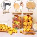 Small Size 33+17 oz Glass Food Storage Jars with Airtight Lids, Clear Glass Jar with Bamboo Lid, Airtight Food Canister for Tea, Candy, Coffee, Sugar, Cookie, Snack (Round | 5+6 Inch)