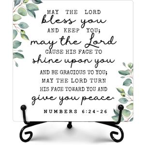 The Lord Bless You And Keep You Sign, Rustic Christian Decor, Farmhouse Home Office Decor, Inspirational Christian Gifts for Women Men, Vintage Decoration for Bedroom Bathroom, 5" x 5"-303