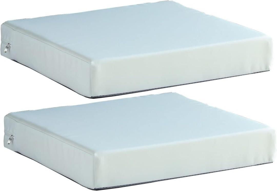 SAMTY 20x20 inch Patio Chair Cushions Non Slip Bottom Chair Pad with Ties Waterproof Square Outdoor Seat Cushion Replacement for Garden Swing Furniture Set of 2, White