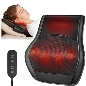 Brelley Neck and Back Massager for Pain Relief Deep Tissue with Heat, Shiatsu Shoulder Massager with Bi-Directional Rotating Head for Neck, Back, Shoulders, and Legs (Black)