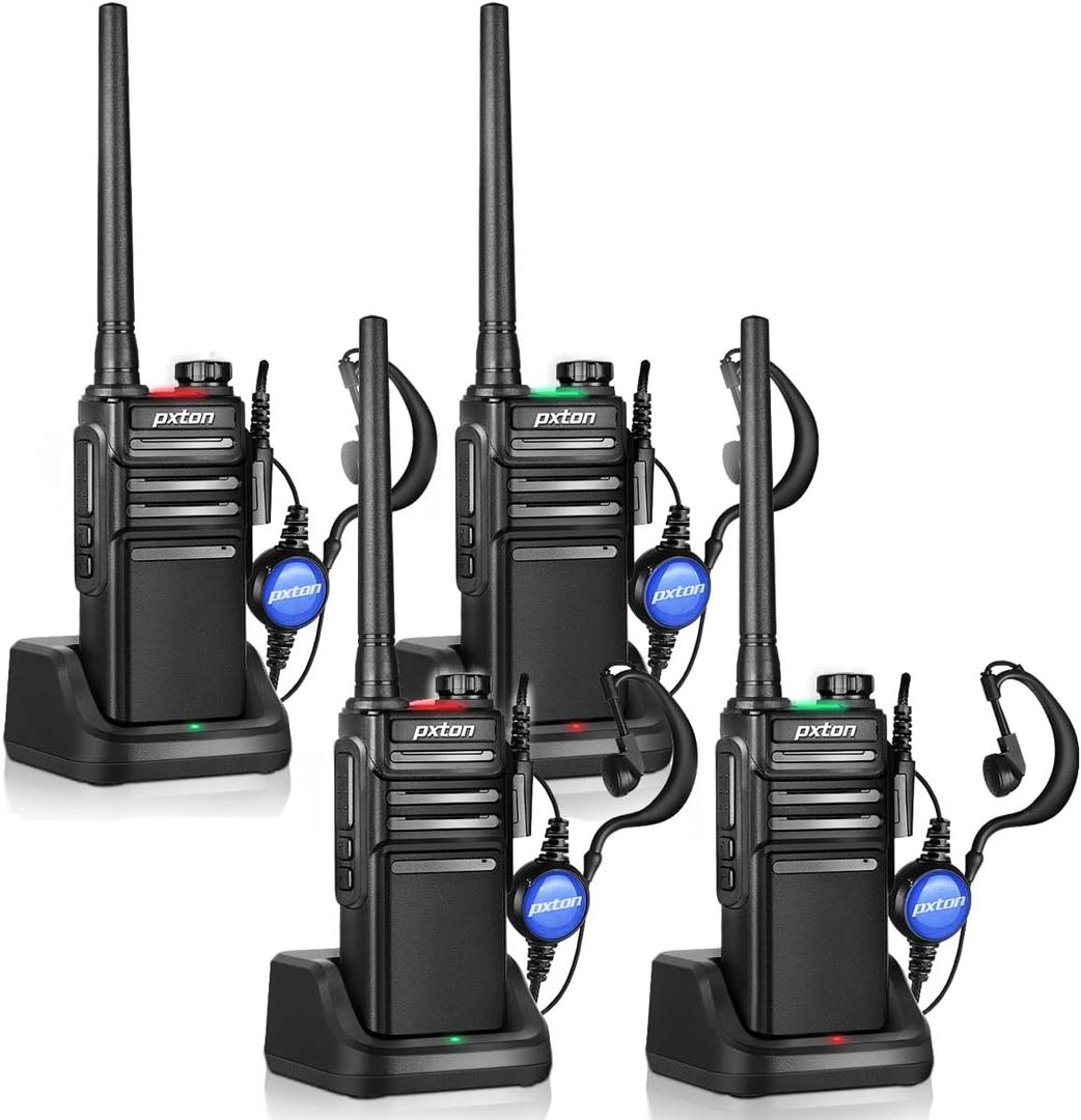 Waterproof walkie talkies Long Range for Adults with Headphones and Charger Dock GMRS Handheld Two Way radios Rechargeable NOAA walkie Talkie (4 Pack)