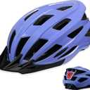 Bike Helmet for Adult Men Women with Multi-Mode Rear LED Light, with Suggested Fit 56-62cm, Lightweight with Adjustable Dial, Side and Chin Strap, Carbon Black Shiny Surface (Purple)